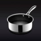 HexClad Hybrid Nonstick 3-Quart Saucepan with Tempered Glass Lid, Stay-Cool Handle, Dishwasher-Friendly, Oven-Safe Up to 900°F, Induction Ready, Compatible with All Cooktops