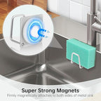 Magnetic Sponge Holder for Kitchen Sink,1 Pcs Strong Magnetic Stainless Steel Rack Stand, Kitchen Accessories, Dish Sponge Organizer, Scrubber Caddy, with Extra Magnets and Metal Plates
