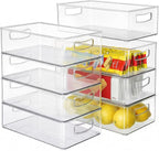 Set of 8 Clear Fridge Organizer Bins, Stackable Refrigerator Organizers and Storage for Fridge, Freezer, Pantry, BPA Free