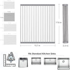 Tomorotec Roll Up Dish Drying Rack Over The Sink Grey Large Dish Drying Rack Rolling Foldable Collapsible SUS304 Stainless Steel Multipurpose Dish Drainer for Kitchen Counter (17.8”x15.7”)