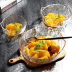 Glass Salad Bowl Irregular Lotus Flower Shape Serving Bowls, Mixing Nut Bowls for Kitchen Fruist, Snack, Dessert, and Ice Cream Candy Dishes (Crystal Clear with Gold Rim, Large)