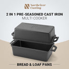 9×5 Inch Cast Iron Loaf Pan with Lid | Bread Baking Pan | Even Heat Distribution for Homemade Bread, Cake, and Meatloaf | 2 Piece Set