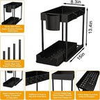 2 Pack Under Sink Organizers and Storage, 2-Tier Sliding Cabinet Organizer Drawer for Bathroom and Kitchen – Multi-Purpose Cabinet Organizer with Easy Pull-Out Design (Black)