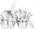 Viking Contemporary 3-Ply Pots and Pans Set, 12 Piece Stainless Steel Kitchen Cookware with Glass Lids, Silver