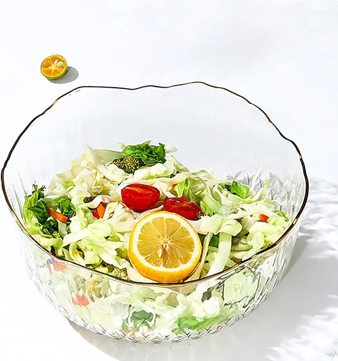 Frcctre 4 Pack 70 Ounce Small Clear Plastic Serving Bowls, 8 Inch Round Crystal Salad Mixing Bowl Disposable Plastic Catering Bowls for Party, Salad, Fruit, Snack, Chip, Popcorn