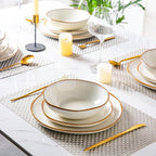 AmorArc Ceramic Dinnerware Sets,Handmade Reactive Glaze Stoneware Plates and Bowls Sets,Highly Scratch Resistant | Dishwasher & Microwave Safe Dishes Set,Service for 4 (12pc)