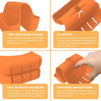 Sponge Holder for Kitchen Sink, Silicone Sink Saddle Caddy Organizer Rack, Sponges Holder Over Faucet, Hanging Kitchen Organizer Accessories Rack Basket - Orange