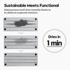 Razborci 2 Pack Fast Drying Water Absorbing Diatomite Stone Mat Tray for Kitchen & Bathroom Counter - Instant Dry Sink Caddy Organizer - Vanity Holder for Soap, Sponge – Light Gray 10" x 4"