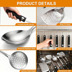 46Pcs 18/8 Stainless Steel Kitchen Utensils Set, Stainless Steel Cooking Utensils, Complete Tools with Metal Kitchen Gadgets for Beginner Cooks, Apartment Dwellers, Homemakers, Dishwasher Safe