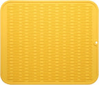 MicoYang Silicone Dish Drying Mat for Multiple Usage,Easy clean,Eco-friendly,Heat-resistant Silicone Mat for Kitchen Counter or Sink,Refrigerator or Drawer Liner Yellow XL 18 inches x 16 inches