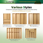 V-Shaped 2-Pack 19.6" Long Bamboo Drawer Organizer Box - Easy Reach Kitchen Utensil Flatware Silverware Cooking Tools Storage for Home Bedroom Bathroom (19.6"x12.4"/19.6"x7.8")