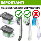 Dishwand Brush Refill, 4 Pack Dish Brush Refills Compatible with Scotch-Brite Dishwand, Dish Soap Brush for Dishes, Pans, Sink, Pots