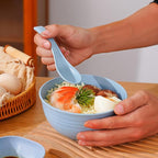 Unbreakable Wheat Straw Cereal Bowls Set of 4, 24 OZ Microwave and Dishwasher Safe Lightweight Soup and Salad Bowl Sets, Reusable Dessert Bowls for Rice, Pasta, Snack, Fruit, BPA Free (Blue)