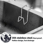2 Pack Sponge Holder for Kitchen Sink - Movable Hanging Sponge Caddy Organizer, Stainless Steel Caddy in Over Double Bowl Sink for Brush, Stopper - Silver