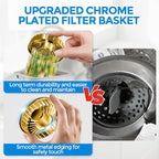 zaa Kitchen Sink Drain Strainer - Kitchen Sink Stopper, 304 Stainless Steel Sink Drain Stopper, Sink Protector for Kitchen with Anti-Clog Filter, Fit US Standard 3-1/2'' Sink Drain Hole, Gold