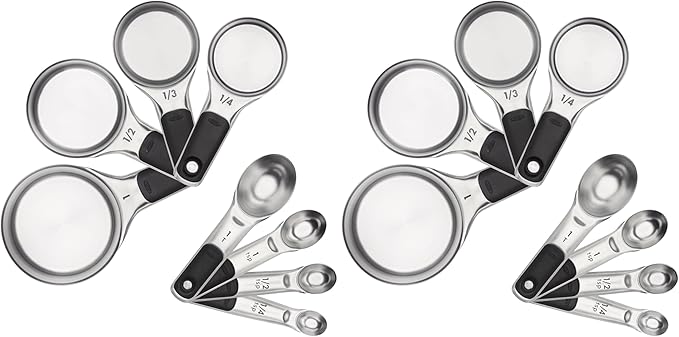 OXO Good Grips Stainless Steel Measuring Cups and Spoons 8-Piece Set,4 Cups and 4 Spoons,(Pack of 2)