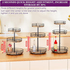 Heavy-Duty 3-Tier Lazy Susan Organizer, Adjustable to Different Heights, Countertop Spice Rack, Upgraded Thickened Wooden Board, Suitable for Seasoning Organizer, Kitchen Organization