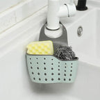 Kitchen Sink Caddy Sponge Holder Silicone Plastic Soap Holder Hanging Ajustable Strap Faucet Caddy with Drain Holes（2 Pack)
