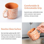 MONITO 12 OZ Coffee Mugs Set of 4, Ceramic Coffee Mugs,Modern Coffee Mugs Set with handle for Tea/Latte/Cappuccino/Milk/Cocoa. (Orange, 4 Count（Pack of 1)