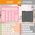 Homecor Utensil Drawer Organizer for Kitchen, Expandable Silverware Organizer Cooking Utensils Tray, Large Cutlery and Flatware Holder, Kitchen Tools & Gadgets Storage (Pink)