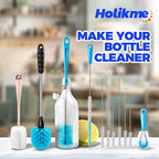 Holikme Bottle Brush Tube Cleaning Lab Set with Long Handle, Cup Cleaner for Washing Narrow Neck Beer Wine Decanter Pipes Lids Sinks Cap Covers, Pink