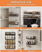 Doakhirmit Wall Mounted Spice Rack with 16 Hooks, Rustic Wood Spice Organizer Shelf for Stove Cabinet Pantry Door,Screw or Adhesive Hanging Spice Shelf,Wall Spice Rack in Kitchen and RV,2 Pack
