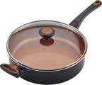 Farberware Glide Ceramic Nonstick Saute Pan / Frying Pan / Fry Pan with Lid and Helper Handle - 4 Quart, Black