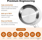 Stainless Steel Pan 8 Inch，Non-Toxic PFAS, PFOA & PTFE Free, Compatible With All Cooktops & Induction Safe, Oven Safe Pan for Searing & Sautéing, Long Lasting Cookware. (8 Inch)