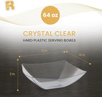 R-kay 6 Pack Extra Large Serving Bowl - 64 Ounce Plastic Serving Bowls For Entertaining - Clear Plastic Bowls For Salads And Snacks - Disposable bowls For All Occasions
