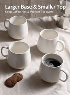 Teocera Coffee Mugs Set of 4-12oz Chip-Resistant Ceramic Cups with Ergonomic Handle | Dishwasher & Microwave Safe White Mugs | Keeps Beverage Hot, Perfect for Family Kitchen & Holiday Gifts
