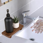 zoocatia Small Wood Tray Pedestal Stand Farmhouse Bathroom Decor Decorative Wooden Riser Kitchen Soap Dish Holder for Vanity, Counter, Sink, Walnut