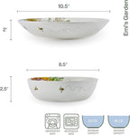 Fitz and Floyd Emi's Garden Floral Set of 2 Serving Bowls, 10.5 Inch, 8.5 Inch