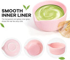 Pink Traditional Matcha Set Whisk and Bowl, 8 Pcs Matcha Making Kit Includes Ceramic Bowl with Spout, Bamboo Whisk, Holder, Scoop, Sifter, Tea Towel Cloth and Mat-Ceremonial Matcha Starter Kit Gift