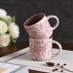 MONITO 12 OZ Coffee Mugs Set of 4, Ceramic Coffee Mugs,Modern Coffee Mugs Set with handle for Tea/Latte/Cappuccino/Milk/Cocoa. (Red, 4 Count（Pack of 1）)