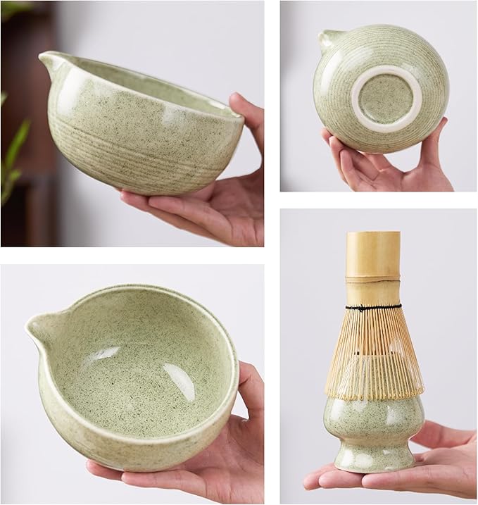 9-Piece Matcha Whisk Set, Complete Japanese Matcha Kit Tools with Ceramic Bowl, Bamboo Whisk & Scoops, Tea Ceremony Set in Elegant Gift Box, Mother’s Day Gift for Women (Matcha Green)