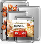 Eatex Aluminum Baking Sheet Set, 4 Pack Cookie Sheets, Warp & Rust Resistant, Nonstick