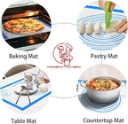 Silicone Pastrty Mat for Dough Rolling, Silicone Baking Mat with Measurement, Fondant Mat for Making Cookies Macarons Bread Pizza Oven Mat, Silicone Mat for Baking