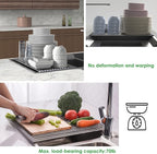 Tomorotec Roll Up Dish Drying Rack, Over The Sink Dish Drying Rack, Portable Stainless Steel Rolling Rack Multipurpose Kitchen Drainer Caddy Organizer Storage Shelf Holder, Gray