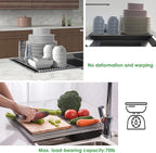 Tomorotec Roll Up Dish Drying Rack Over The Sink Grey Large Dish Drying Rack Rolling Foldable Collapsible SUS304 Stainless Steel Multipurpose Dish Drainer for Kitchen Counter (21”x15.7”)