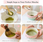 Matcha Whisk Set – Japanese Tea Ceremony Kit with Ceramic Bowl, Purple Bamboo Whisk (Chasen), Holder, Sifter & Scoop – Complete Matcha Kit, Women Gifts for Tea Lovers