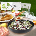 Wrova Wheat Straw Salad Bowls,65oz Unbreakable Wide and Shallow Dinner Bowls Set of 2,Microwave Safe Reusable Plastic Salad Bowls for Kids, Adults,Salad,Camping,RV.Black and White