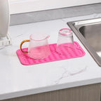 MicoYang Silicone Dish Drying Mat for Multiple Usage,Easy clean,Eco-friendly,Heat-resistant Silicone Mat for Kitchen Counter or Sink,Refrigerator or Drawer Liner Rose S 12 inches x 6 inches