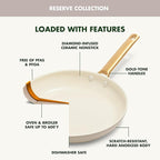 GreenPan Hard Anodized Healthy Ceramic Nonstick 8" 10" and 12" 3 Piece Frying Pan Skillet Set, Gold Handle, PFAS-Free, Dishwasher Safe, Oven Safe, Taupe