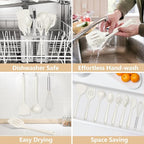 TeamFar 8 PCS Silicone Cooking Utensils - 446°F Heat Resistant Kitchen Silicon Utensils Set, Turner, Spatula, Spoon, Whisk, Kitchen Cooking Gadgets Tools for Nonstick Cookware, Dishwasher Safe-White