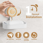 Double Layer Soap Dish for Shower 2 Pack, Wall Mounted Bar Soap Holder Suction Cup 2 Layer Self Draining Soap Case Sponge Holder for Shower Bathroom, Tub and Kitchen Sink, White