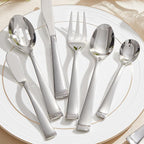 KINGSTONE Silverware Set, 65-Piece Flatware Set for 12, 18/10 Stainless Steel Cutlery Set with Bead Edge, Utensil for Kitchen, Home, Party, Wedding, Mirror Polished, Dishwasher Safe, Featured Gifts