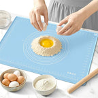 Silicone Baking Mat 20x16 Inches | Extra Thick Dough Rolling Mat with Measurements and Edge Heightening | Non-Stick Food Grade Pastry Mat for Pastry, Bread, Cookies, Pizza, Fondant & Pasta