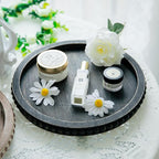 HPC Decor 12in Round Tray for Home Decor- Black Wood Beaded, Decorative Round Tray for Living Room Decor, Coffee Table Decor, Kitchen Table Decor or Farmhouse Serving Tray
