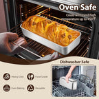 P&P CHEF Loaf Pans for Baking Bread, 12 x 5 Inch Large Stainless Steel Bread Loaf Pan Tins for Homemade Meatloaf Cake Brownies, Healthy & Sturdy, Oven & Dishwasher Safe, 1Pc