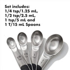 OXO Good Grips 4 Piece Stainless Steel Measuring Spoons with Magnetic Snaps, (Pack of 2)